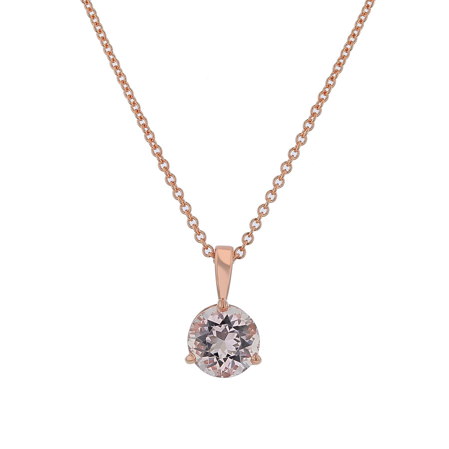 1.59ct Round Nigerian Morganite Pendant in 14K Rose Gold, 18" chain