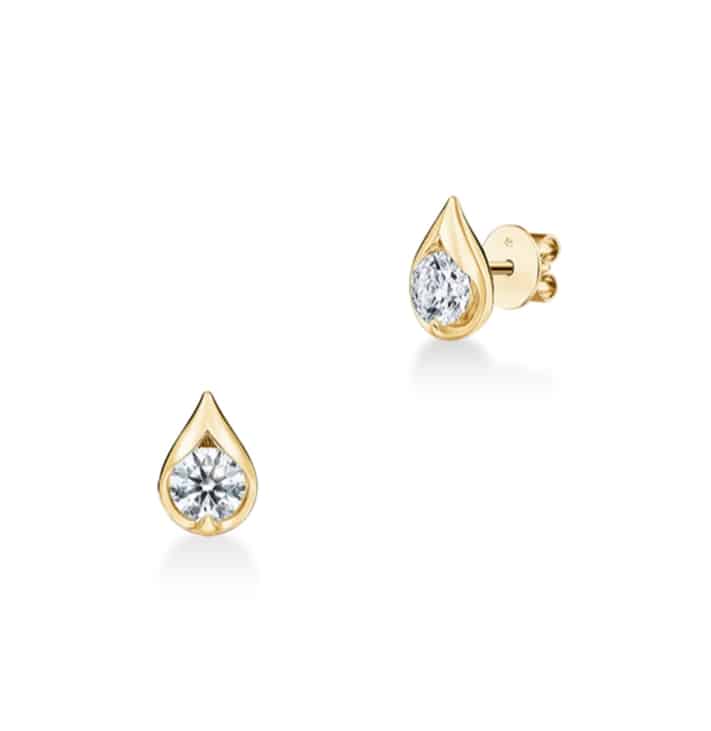 Droplet 0.60-0.70Ct Diamond Studs in 18k Yellow Gold
