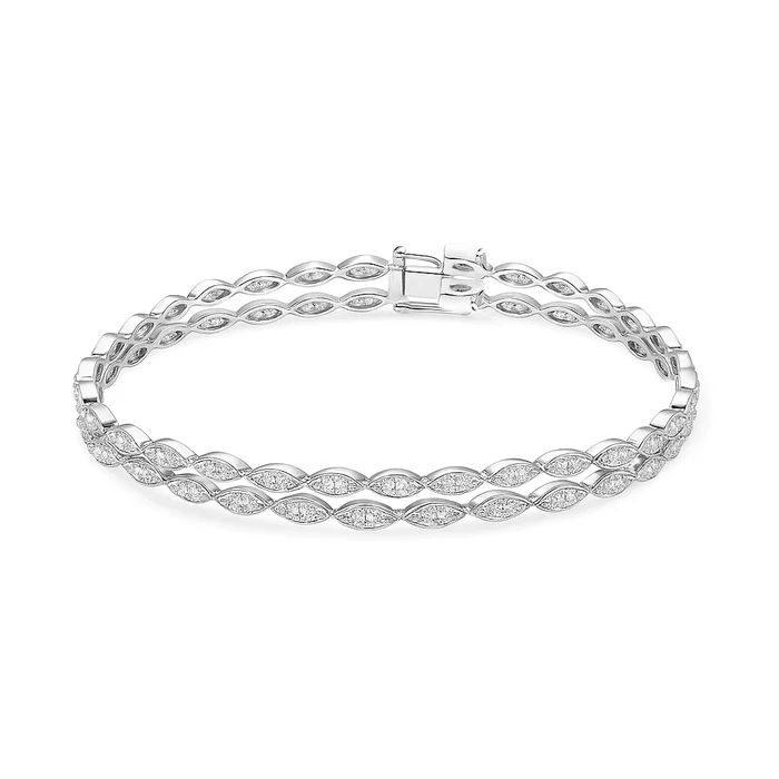 2.72ct Diamond Double Strand Tennis Bracelet in 18K White Gold