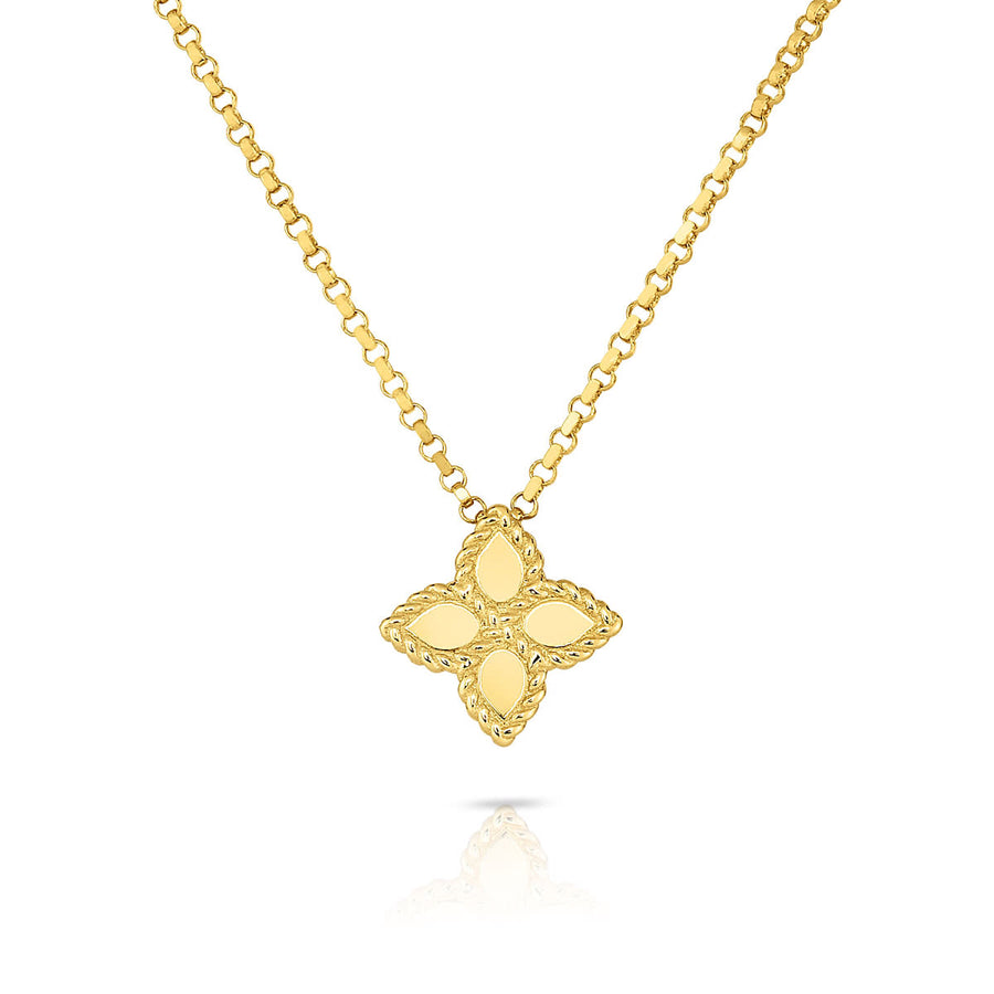 Princess Flower Small Pendant in 18K Yellow Gold, 16-18" chain