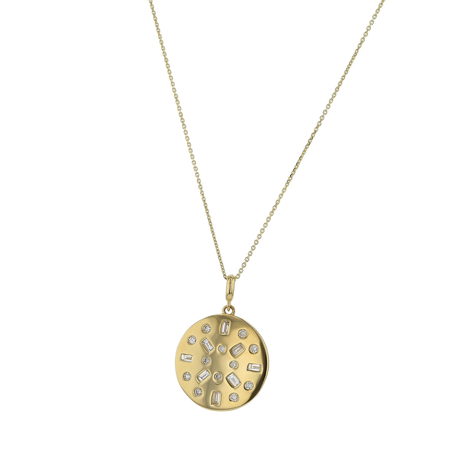 0.30ct Round and Baguette Diamond Pendant in 14K Yellow Gold, 18"