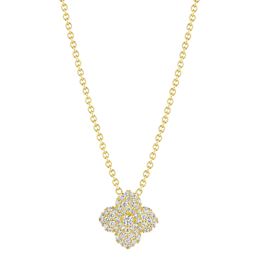 0.26ct Diamond Petite Flower Necklace in 18K Yellow Gold, 18inch