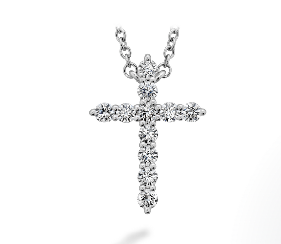 Signature 0.30-0.34ct Diamond Medium Cross Pendant in 18K White Gold, 18" chain