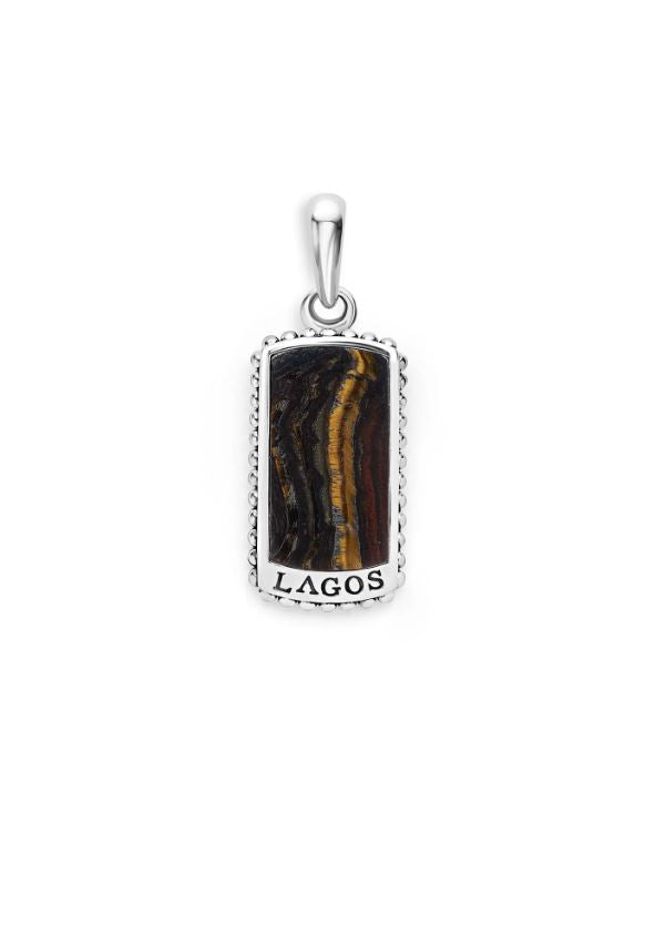 Anthem Tiger Iron Tag Pendant without Chain in Sterling Silver