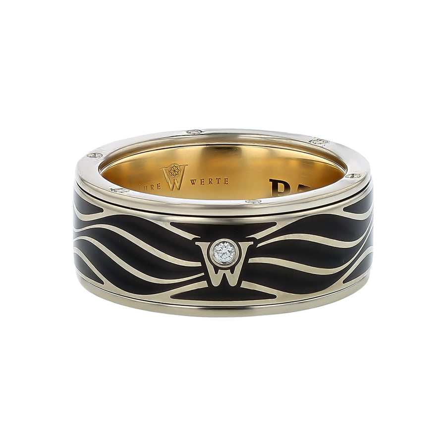 Wellendorf 0.02ct Diamond Matte Enamel Band in 18k White Gold, Size 7