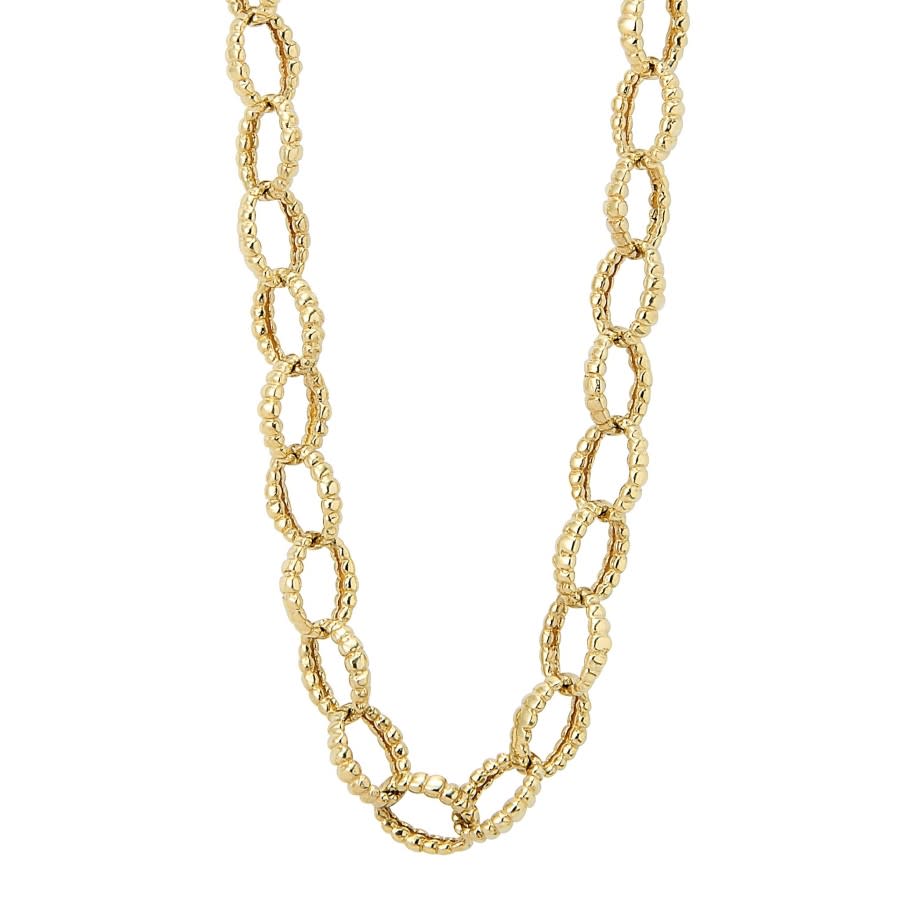 Caviar Gold Fluted Oval Link Necklace in 18K Yellow Gold, 18"