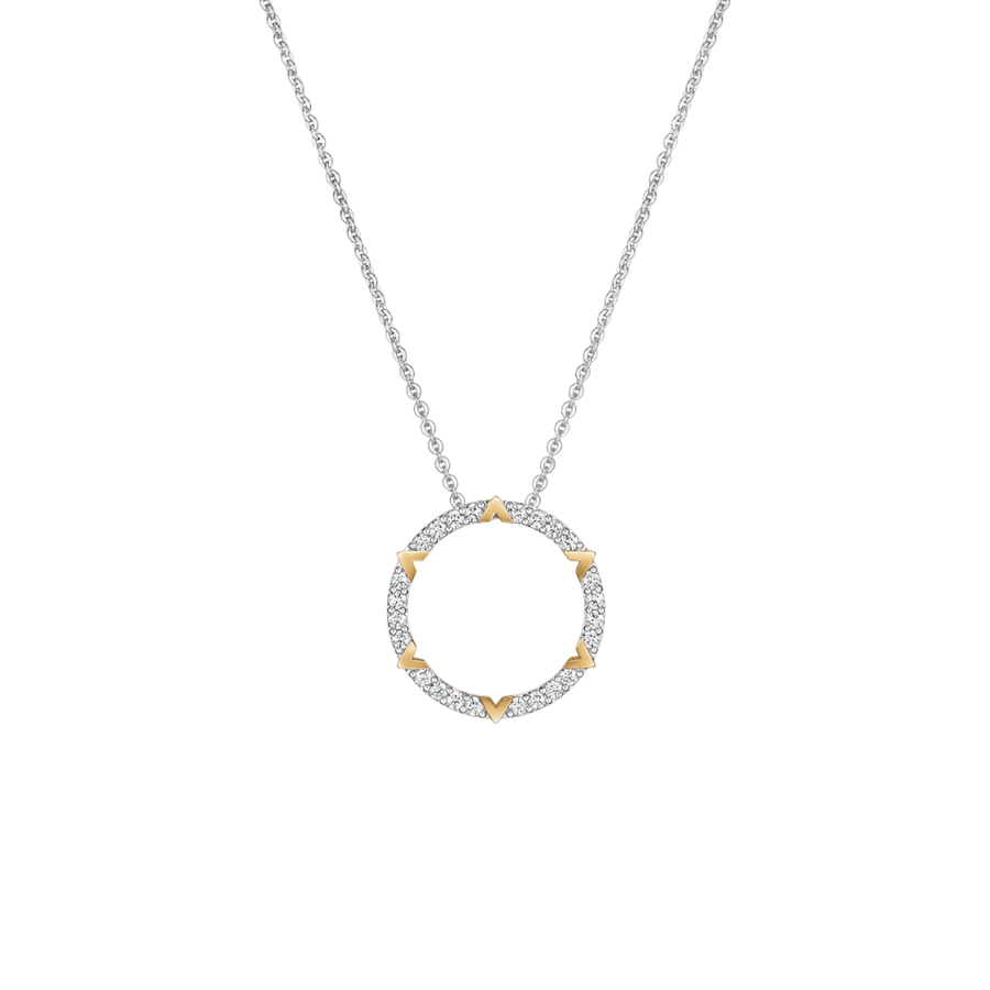 Copley 0.50ct Diamond Circle Pendant in 18K White and Yellow Gold, 18" chain