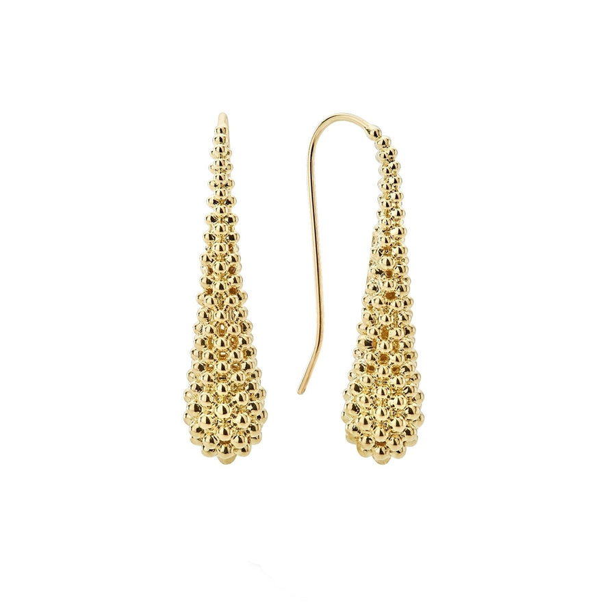 Caviar Gold Beaded Teardrop Earrings in 18K Yellow Gold
