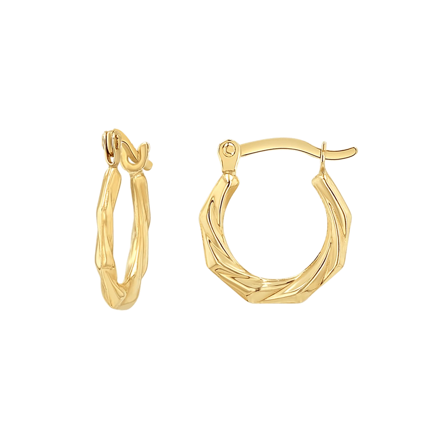 Hex Collection 0.60ct Round Diamonds and 0.87ct Round Diamonds Hoop Earrings in 18K Yellow Gold