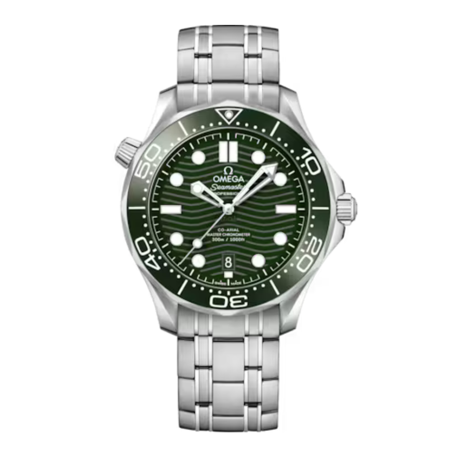 42mm Seamaster Diver 300M Watch with Green Dial in Stainless Steel, Bracelet