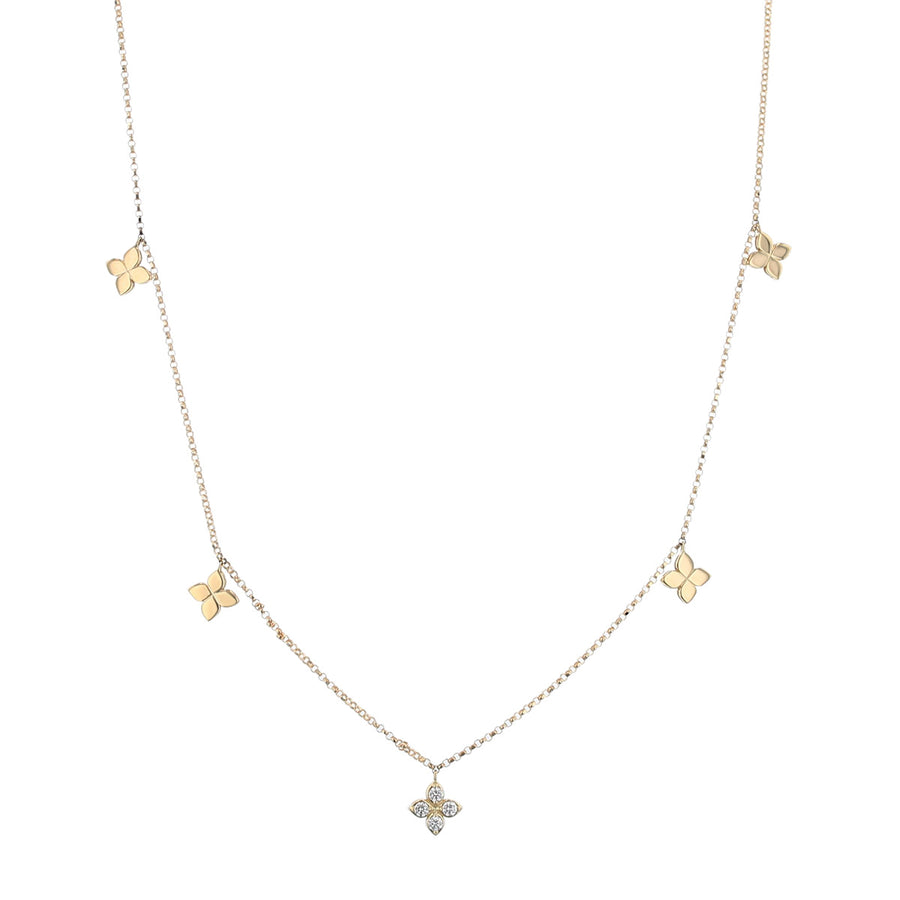 0.08ct Diamond Love By The Inch Station Necklace in 18k Yellow Gold, 17"inch