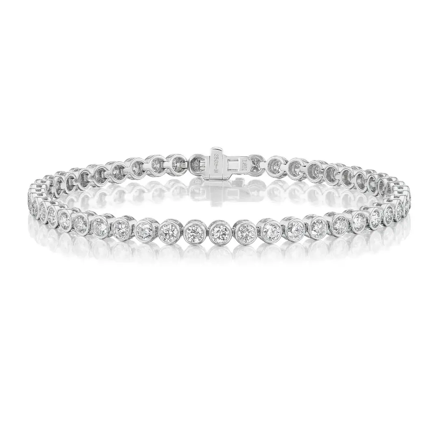 2.32ct Diamond Bezel Set Tennis Bracelet in 18K White Gold