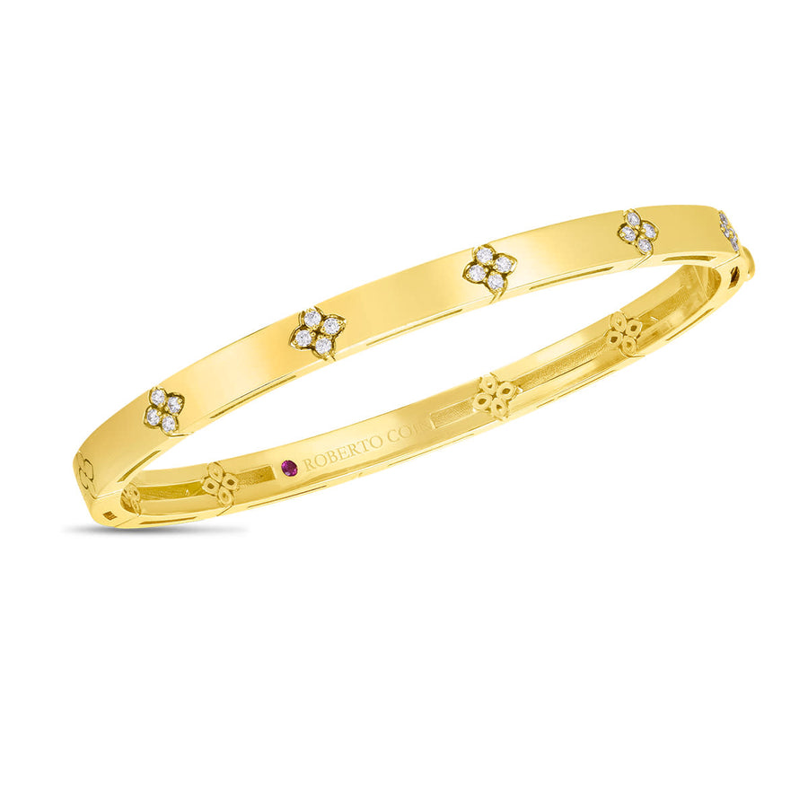 Love in Verona 0.15ct Diamond 48x58mm Bangle Bracelet in 18K Yellow Gold