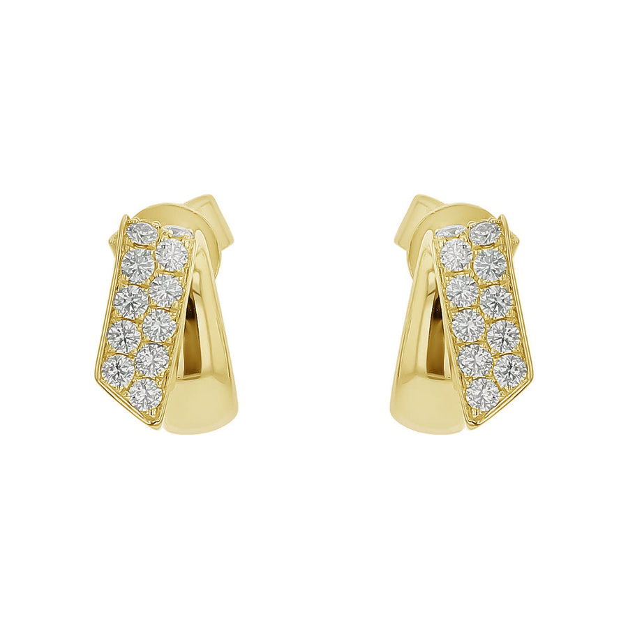 Inside Out 0.45-0.53ct Diamond GH/VS Flip Huggie Hoop Earrings in 18K Yellow Gold