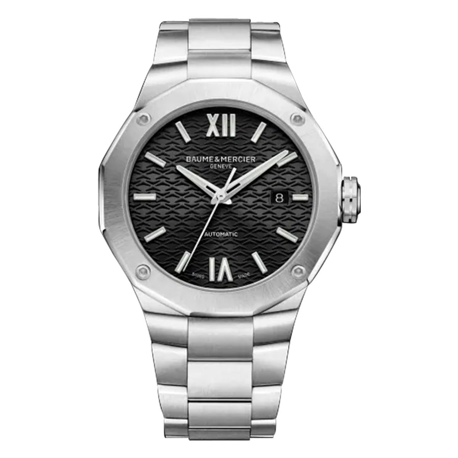 42mm Riviera Automatic Watch with Black Dial in Stainless Steel, Bracelet