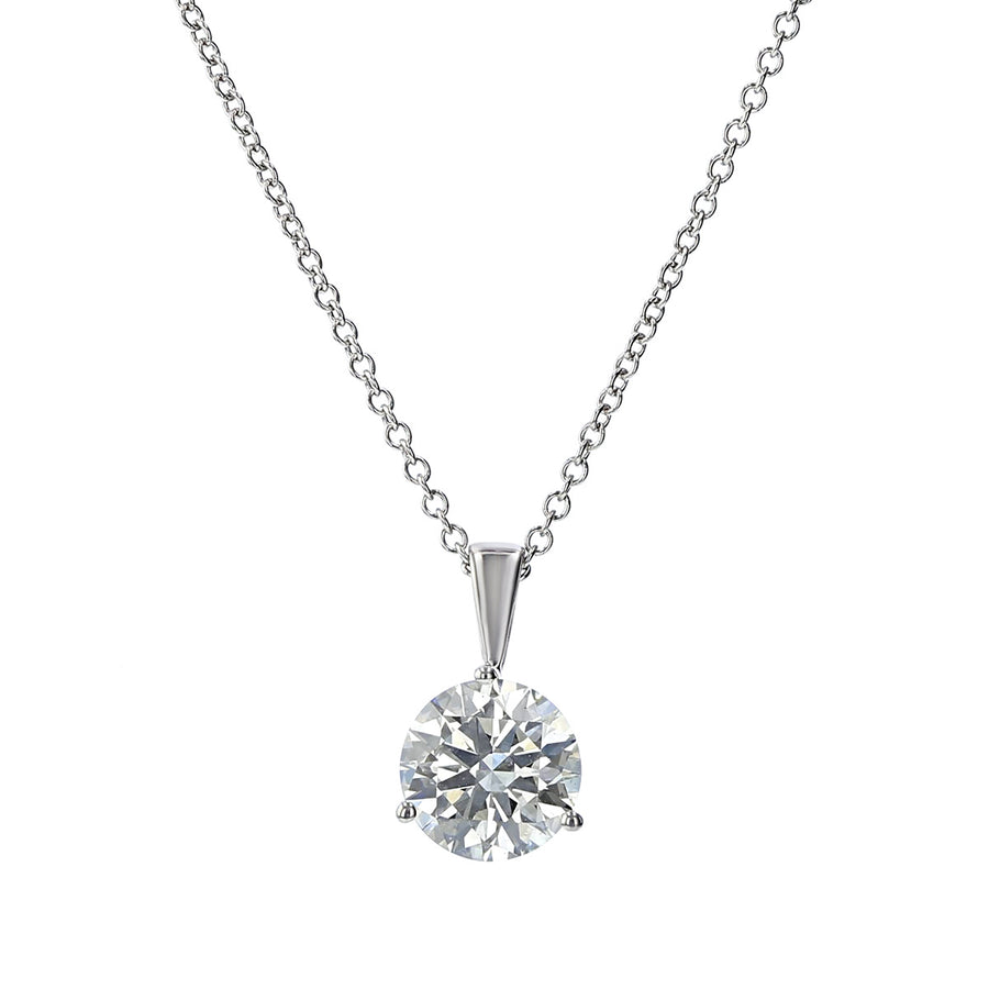1.56ct Fire & Ice Diamond Solitaire Pendant in 18K White Gold, 18"