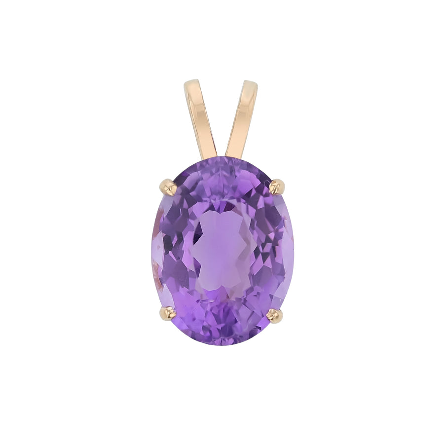 Oval Amethyst Pendant in 14K Yellow Gold, without chain