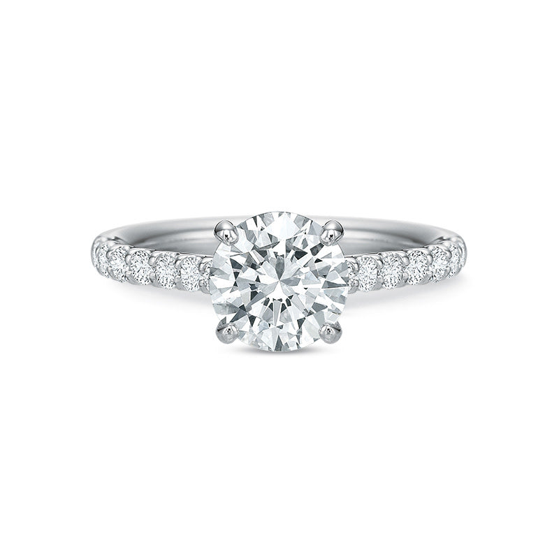 Comfort Fit 0.38ct Diamond Ring Semi Mount in 18K White Gold and Platinum, Size 6