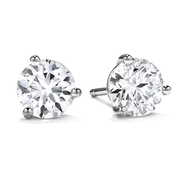 2.42-2.55ct Diamond 3-Prong Stud Earrings in 18K White Gold