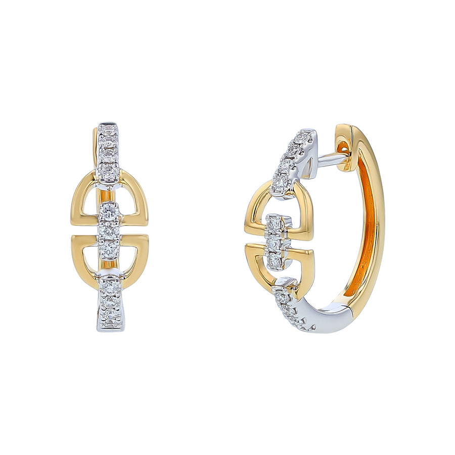 0.18ct Diamond Hoop Earrings in 14K Yellow and White Gold