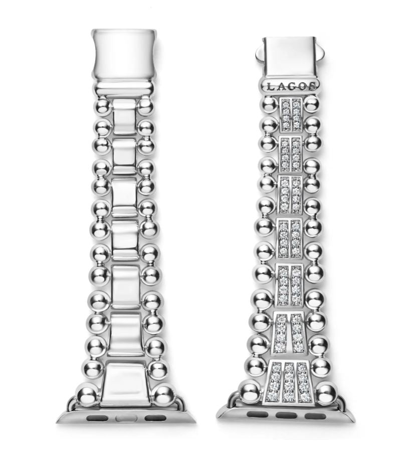 38mm Smart Caviar 3.20ct Diamond Two Row Watch Bracelet in Sterling Silver, size 7