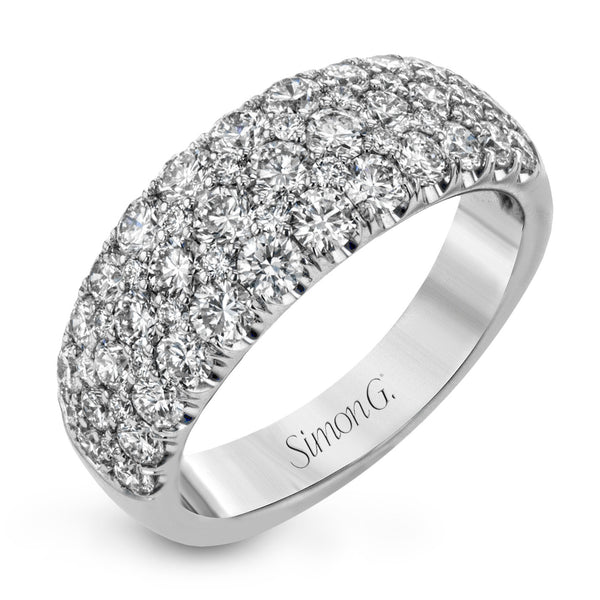 1.99ct Diamond Pave Band in 18K White Gold, Size 6