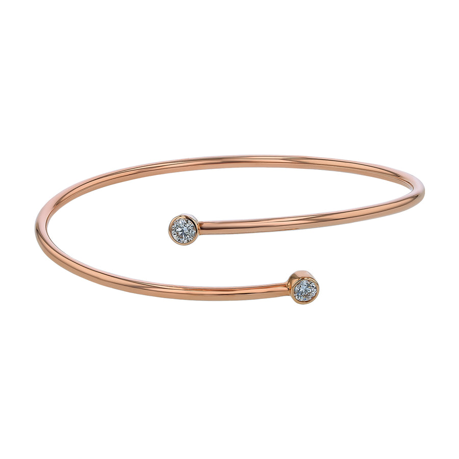 0.45ct Round Diamond Bezel Bypass Bangle Bracelet in 14K Rose Gold