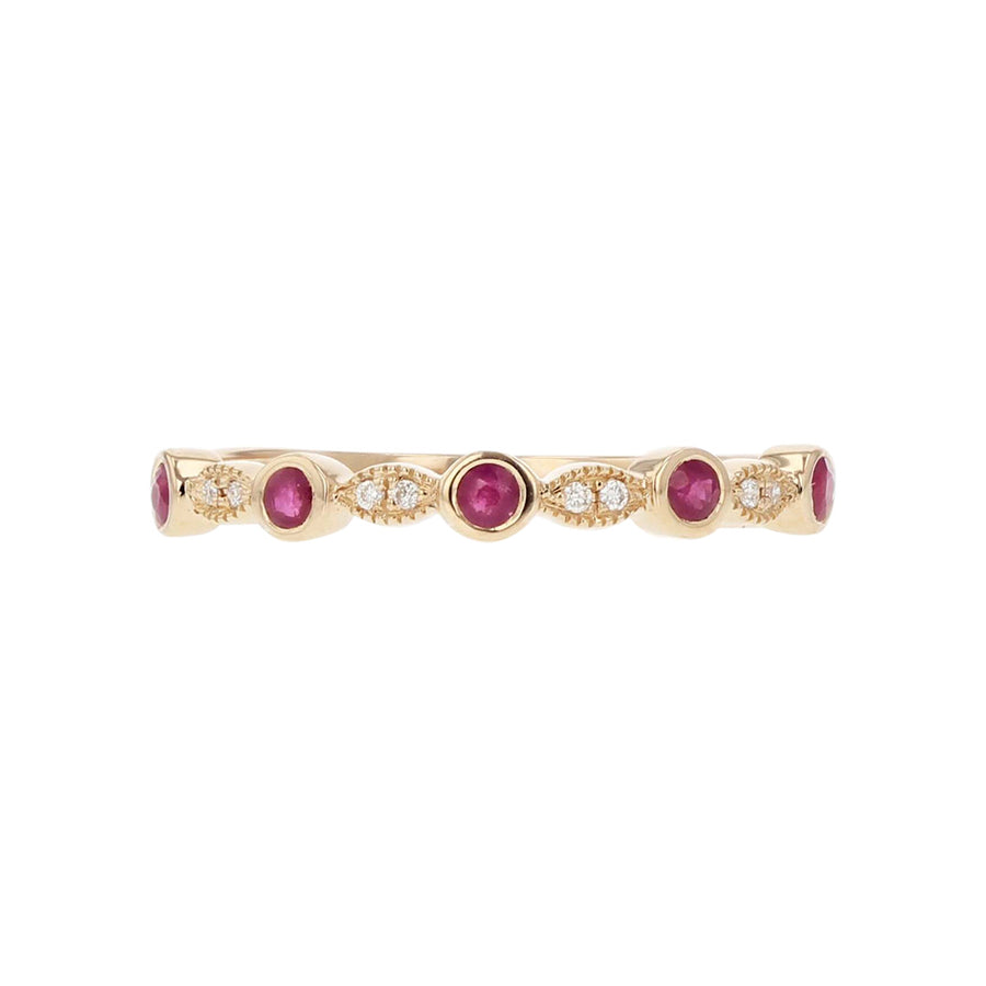 0.02ct Diamonds and 0.18ct Rubies Stack Ring in 14K Rose Gold