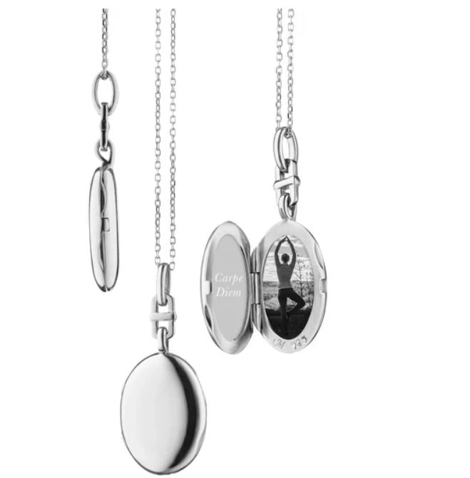 Slim Oval Eve Locket in Sterling Silver, 16-18" chain