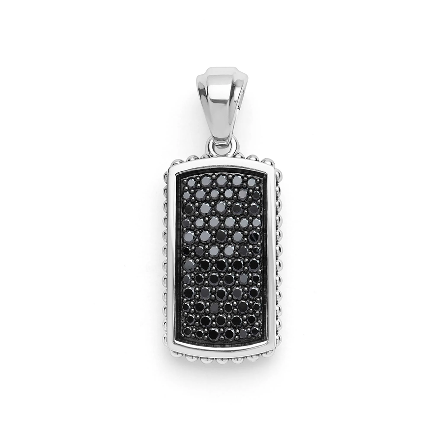 Anthem Black Diamond 34x14mm ID Tag Pendant in Sterling Silver