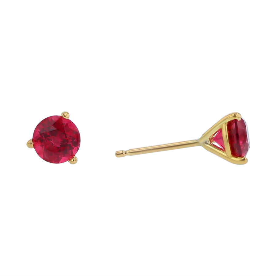 1.27cts Burmese Spinel Stud Earrings, in 18k Yellow Gold