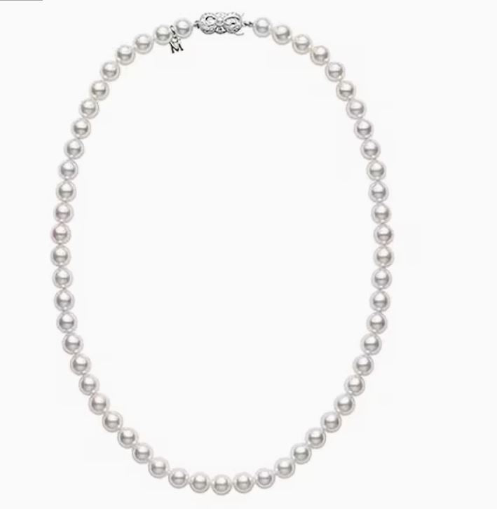 Princess 6-6.5mm A Akoya Pearl Strand Necklace in 18k White Gold, 18in