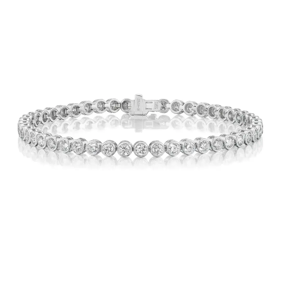 2.32ct Diamond Bezel Set Tennis Bracelet in 18K White Gold