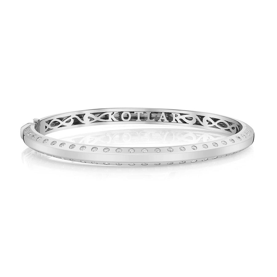 18K WHITE GOLD DIAMONDS=0.86CT BURNISH BEVEL BANGLE