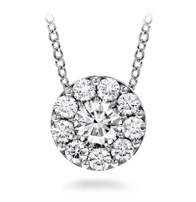 Fulfillment 0.22-0.28ct Diamond Halo Pendant in 18K White Gold, 18" chain