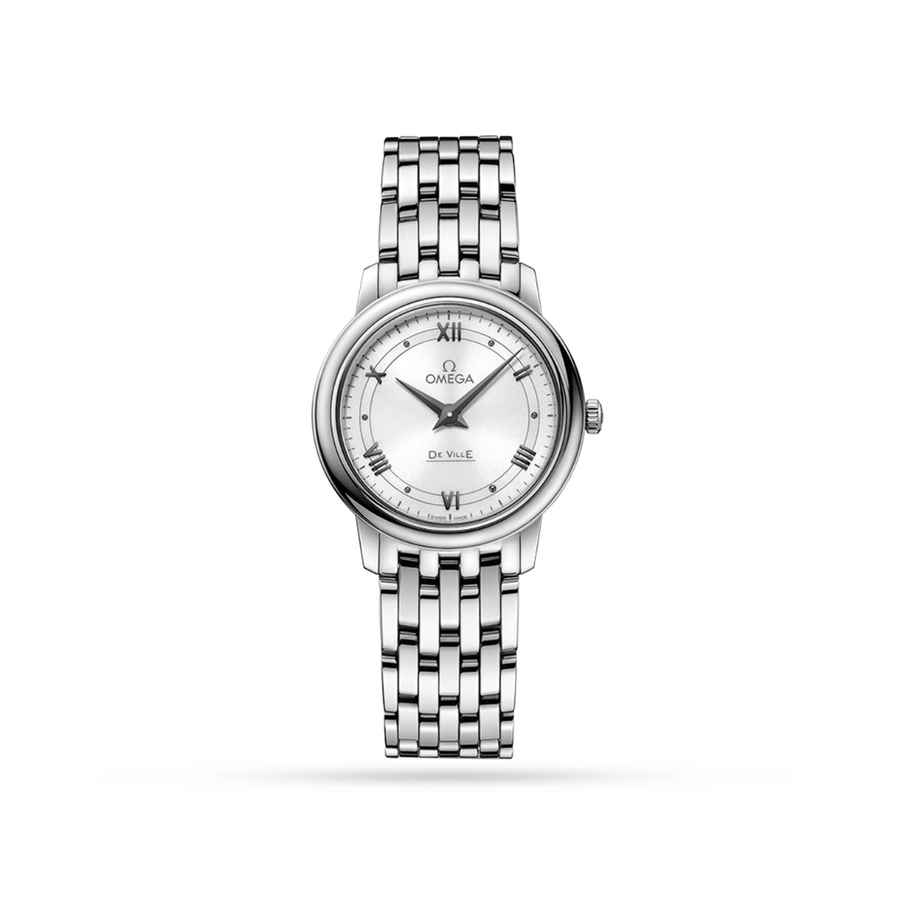 27mm Omega Deville Watch with White Dial in Stainless Steel, Bracelet
