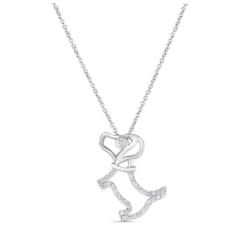 Tiny Treasures 0.09ct Diamond Scottie Dog Pendant in 18K White Gold, 18" chain
