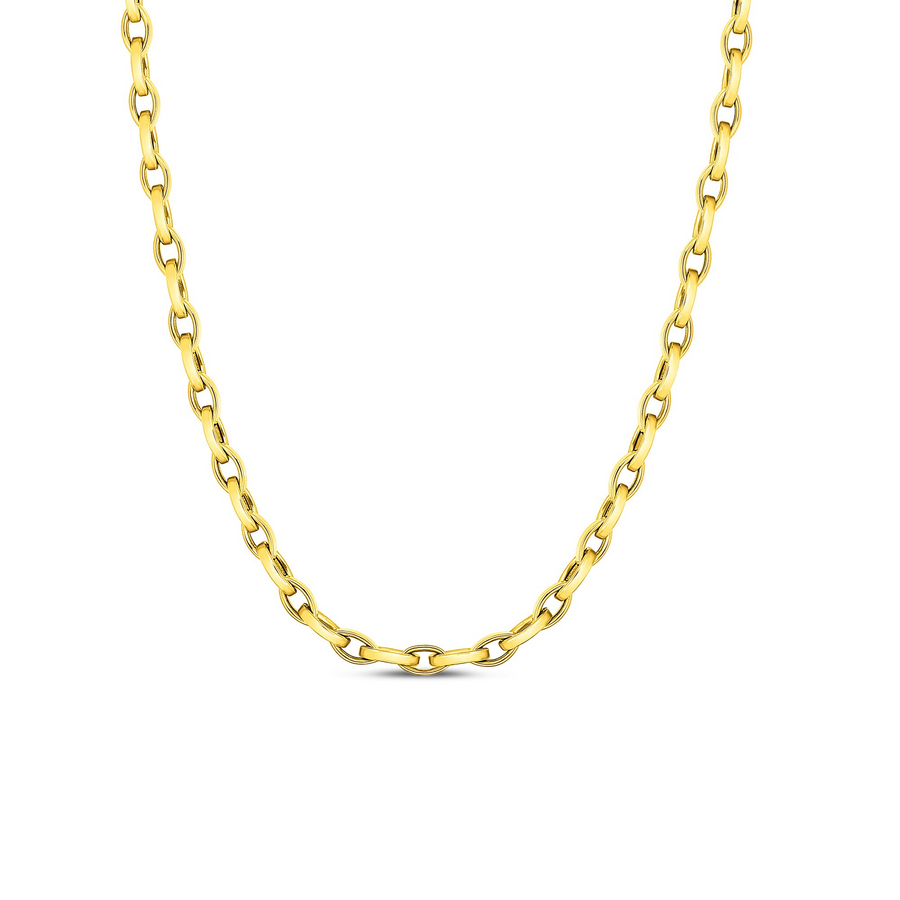 Designer Gold Almond Link Chain in 18K Yellow Gold, 22"