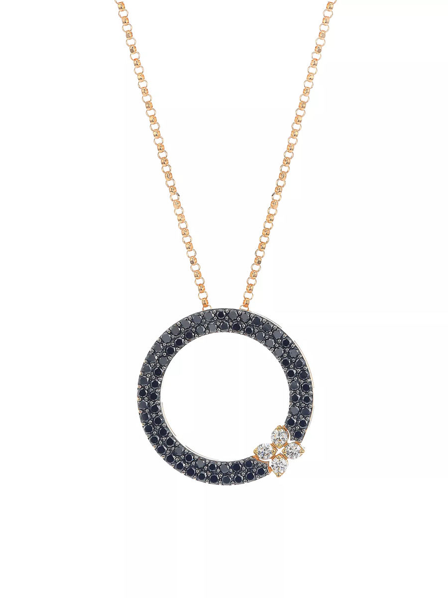 Love in Verona 0.72ct Diamond Circle Pendant in 18K Rose Gold, 18" chain