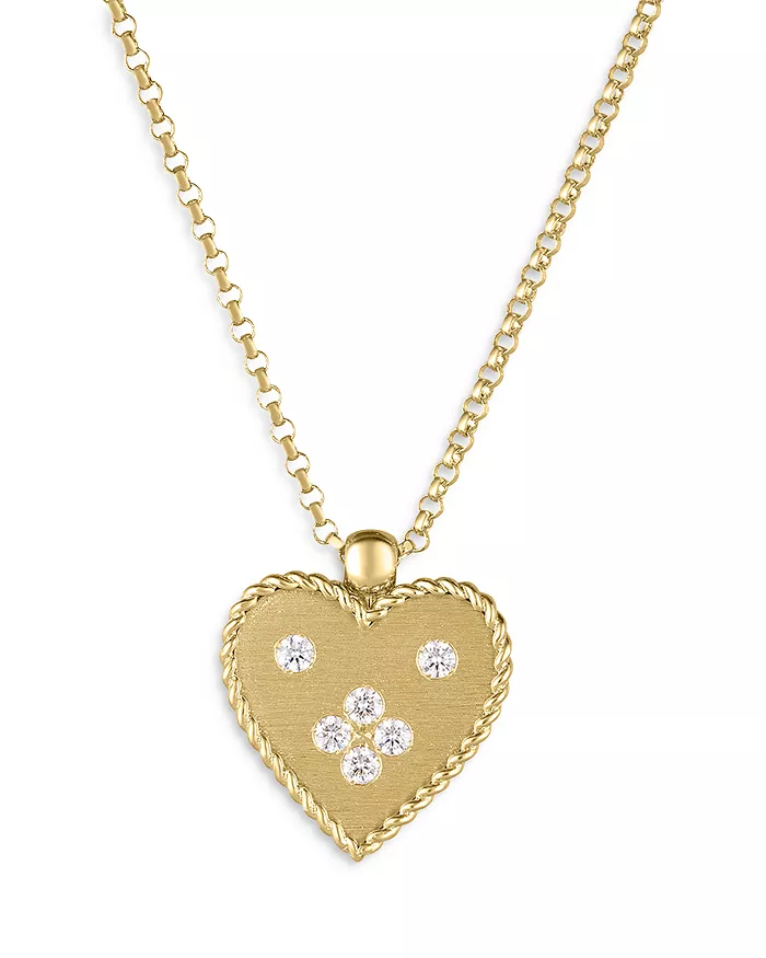 Venetian Princess 0.21ct Diamond Heart Pendant in 18K Yellow Gold, 18" chain