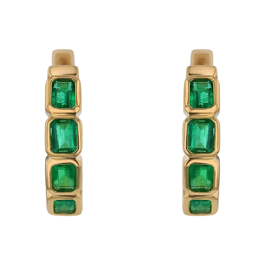 1.41ct Emerald Hoop Earrings in 18K Yellow Gold