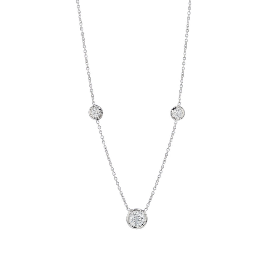 Diamonds by the Inch 0.38ct Diamond "Y" 3 Station Necklace in 18K White Gold, 18"