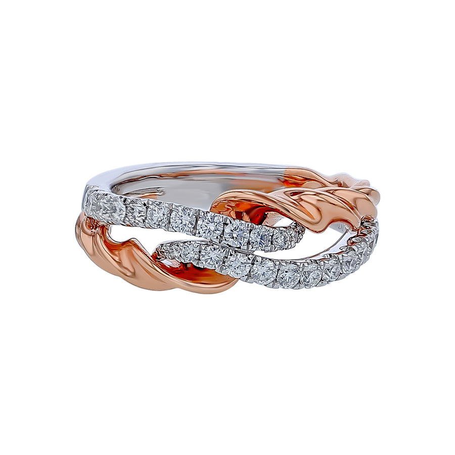 0.52ct Diamond Ring in 14K White and Rose Gold, size 5.75