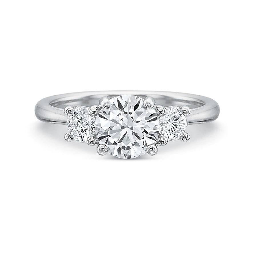 New Aire 0.30ct Diamond 3 Stone Ring Semi Mount in 18K White Gold, Size 6