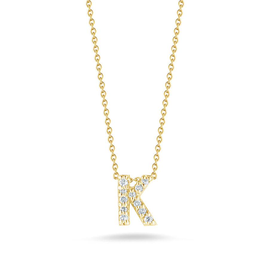 0.05ct Diamond Love Letter "K" Pendant 18K Yellow Gold on 18" Chain