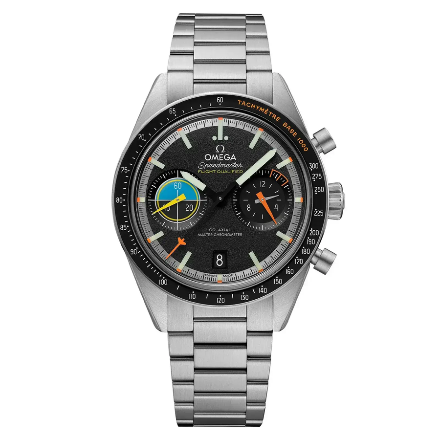 40.85mm Speedmaster Pilot Watch with Black Dial in Stainless Steel, Bracelet