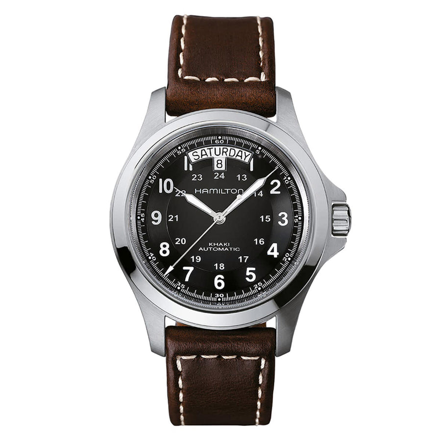 40mm Khaki Field King Automatic Watch with Black Dial in Stainless Steel, Strap