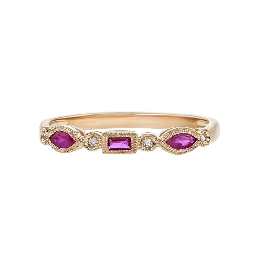 0.21ct Ruby and 0.015ct Diamond Stackable Ring in 14K Rose Gold, Size 9
