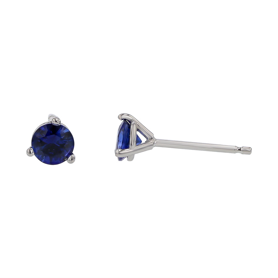 0.56ct 4mm Round Sri Lankan Sapphire Stud Earrings in 18k White Gold
