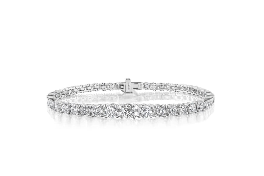 Riviera 4.54ct Round Brilliant Diamond Graduated 4-Prong Tennis Bracelet in 18K White Gold